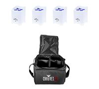 4x LEDJ QB1 RGBW LED Battery Uplighter Wireless DMX White Housing inc. 1x Bag