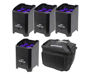 4x LEDJ Rapid QB1 Hex IP LED Uplighter IP54 Battery Wireless LED Outdoor Lighting