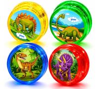 4x Light Up Dinosaur Yoyo Automatic Return Yo-Yo for Kids & Beginners - LED Responsive Trick Yoyo with Strong String, Flashing Spin Skill Toy for Boys & Girls