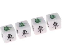 4X Mahjong Dice Chinese Wind Indicator 0.86" 22mm White Game Dice Wind Dices Set Southeast Northwest Middle for Your Game Playing Mahjong Club Drink Board Game Accs Acrylic Dices Wind Directions