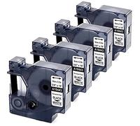 4X MarkField Compatible Label Tape Replacement for Dymo Rhino 18443 9mm x 5.5m Industrial Vinyl Labels Self-Adhesive 0.35in Tape for Rhino 4200 5200 6000 1000 3000 5000 ILP219, Black on White