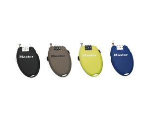 4X Master Lock Cycle Retractable Cable Lock Black / Green / Blue / Taupe-70cm