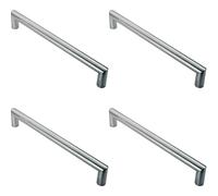 4x Mitred Round Bar Pull Handle 106 x 10mm 96mm Fixing Centres Satin Steel