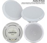 4x Moisture Resistant Ceiling Speakers 80W 16Ohm 5" Kitchen Bathroom 2 Way Loud Loops Multi One Size