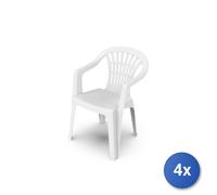 4X Monobloc Armchair Model Lyra In White Color