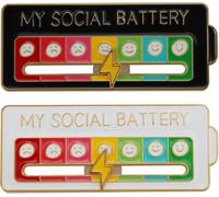 4X My Social Battery Creative Badge, 7 Days a W un Enamel Emotional Badge, Functional Aesthetic Brooch, Perfect Accessory for Personalizing Backpacks, Jackets, Bags, Any Fabric Surface with a Sens