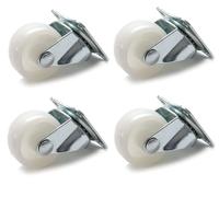 4X New 30mm Plastic Swivel Castor Wheel White Furniture Caster Without Brake Set