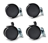 4X New 40mm Plastic Swivel Castor Wheel Black Furniture Caster with Brake Set