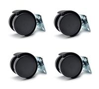 4X New 40mm Plastic Swivel Castor Wheel Black Furniture Caster Without Brake Set