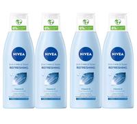 4x Nivea Cleanser REFRESHING 2 in 1 Milk & Toner 200ml, with Vitamin E