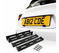 4x Number Plate Holders - Frameless Black Clips for UK Acrylic Number Plates - Universal Car Reg Plate Holder - Strong, Weather-Resistant License Plate Fixing Kit - Made in Britain