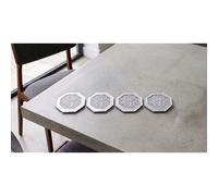 4x Octagonal Coaster Silver Glass Crystal 10Cm Dia