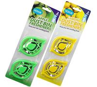 4x of Bin Fresheners, Odour Remover, Garbage Bin Deodorizer, Useable in Small Spaces, Self Adhesive, Diaper Pail, Scented, Home Fresh Fragrance of Lemon (2x Lemon and 2x Apple)