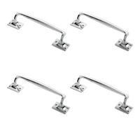 4x One Piece Door Pull Handle 250mm Length 54mm Projection Polished Chrome