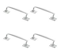 4x One Piece Door Pull Handle 250mm Length 54mm Projection Satin Chrome