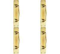 4x One Piece Door Pull Handle on Backplate 297mm Length Polished Brass