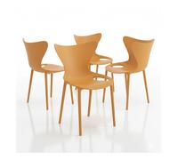 (4x Orange Stacking Chairs) Modern Style Retro Dining Garden Stackable Chairs