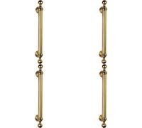 4x Ornate Pull Handle with Reeded Grip 353mm Fixing Centres Polished Brass