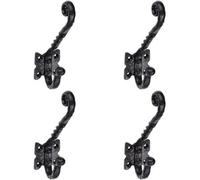 Loops 4x Ornate Twisted Hat & Coat Hook on Butterfly Backplate 82mm Proj Black Antique Loops Black