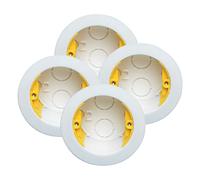4X Pack Round 35mm Dry-Lining Back Box Electrical Wall Knockout Recessed Flush Mount Deep Pattress Dry Lining Partition Walls Switches Sockets Fused Spur Euro Module Faceplates - Yellow