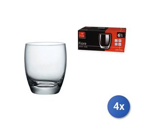 4X Packs 6 Glass Cups Flower L'eau Cl 30 Transparent Bormioli Rocco