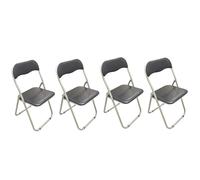 4X Padded Metal Folding Chairs Black Set Of 4
