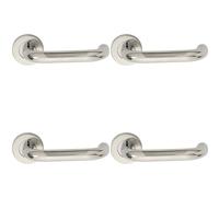 4x PAIR 19mm Round Bar Safety Handle on Round Rose Concealed Fix Polished Steel Loops Metallics One Size