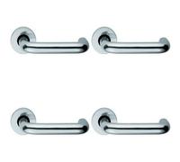 4x PAIR 19mm Round Bar Safety Lever Concealed Fix Round Rose Polished Aluminium