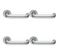 Loops 4x PAIR 19mm Round Bar Safety Lever on Round Rose Concealed Fix Satin Aluminium Loops Multicolor