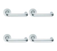 4x PAIR 19mm Round Bar Safety Lever on Round Rose DDA Compliant Satin Aluminium