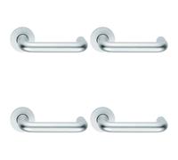 4x PAIR 19mm Round Bar Safety Lever on Round Rose DDA Compliant Satin Aluminium Loops Multi One Size