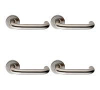 4x PAIR 19mm Round Bar Safety Lever on Slim Round Rose Concealed Fix Satin Steel Loops Metallics One Size