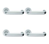 4x PAIR 22mm Round Bar Safety Lever on Round Rose DDA Compliant Satin Aluminium