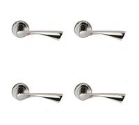 4x PAIR Angular Twisted Handle on Round Rose Concealed Fix Polished Chrome