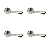4x PAIR Angular Twisted Handle on Round Rose Concealed Fix Polished Chrome