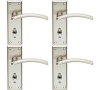 4X Pair Arched Lever On Bathroom Backplate Door Handle 150 X 50mm Satin Nickel