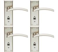 4x PAIR Arched Lever on Bathroom Backplate Door Handle 150 x 50mm Satin Nickel Loops Metallics One Size