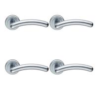 Loops 4x PAIR Arched Round Bar Handle on Concealed Fix Round Rose Satin Chrome Loops Multicolor