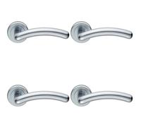 4x PAIR Arched Round Bar Handle on Concealed Fix Round Rose Satin Chrome Loops Multi One Size