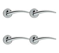 4x PAIR Arched Tapered Bar Handle on Round Rose Concealed Fix Polished Chrome Loops Multi One Size