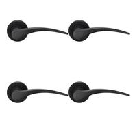 4X Pair Arched Tapered Handle On Round Rose Concealed Fix Matt Black Finish