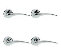 4X Pair Arched Tapered Handle On Round Rose Concealed Fix Polished Chrome