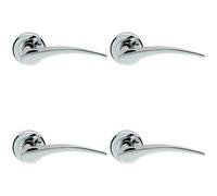 4x PAIR Arched Tapered Handle on Round Rose Concealed Fix Polished Chrome