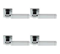 4x PAIR Cube Lever on Square Rose Etched Detailing Concealed Fix Polished Chrome Loops Multi One Size
