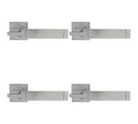 4x PAIR Cube Lever on Square Rose Etched Detailing Concealed Fix Satin Chrome Loops Multi One Size