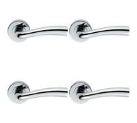 4x PAIR Curved Flowing Flared Handle Concealed Fix Round Rose Polished Chrome