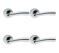 4x PAIR Curved Flowing Flared Handle Concealed Fix Round Rose Polished Chrome