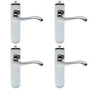 4x PAIR Curved Handle on Chamfered Latch Backplate 180 x 40mm Polished Chrome