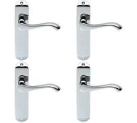 4x PAIR Curved Handle on Chamfered Latch Backplate 180 x 40mm Polished Chrome