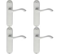 Loops 4x PAIR Curved Handle on Chamfered Latch Backplate 180 x 40mm Satin Chrome Loops Multicolor